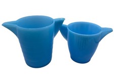 Akro Agate Blue Slag Glass Cream Sugar Children  s Play Dishes
