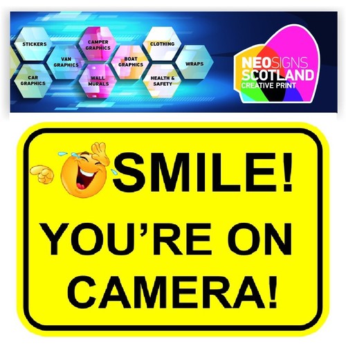 Smile You're on Camera Stickers X2 - Stickers Safety Laminated Various Sizes - Picture 4 of 12