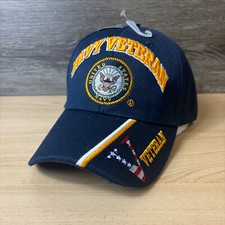 US Navy Veteran Hat Cap Strap Back Blue Adjustable NWT