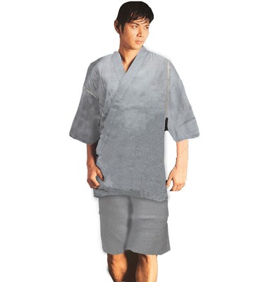 Jinbei/Men's 85% Cotton, 15% Hemp, 2 Pants (Long/Short) 3 Piece Set L Size Gray