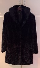 Dennis By Dennis Basso, Black, Sculptured Swing Faux Fur Coat, Size S, £125