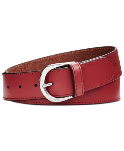 Calvin Klein Womens Red Single Prong Smooth Leather Waist Belt Large 38