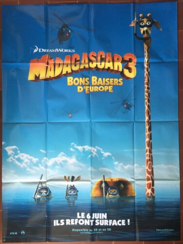 Affiche Madagascar 3 baisers bonus D Europe Dreamworks enfants chambre 120x160 B - Photo 1 sur 1