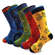 Lavencious Natural Bamboo Crew Dress Socks 5 Pairs for Men Size 13-15 Bicycle 