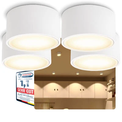 SSC-LUXON 4 Stück flache LED Aufbaustrahler CELI-X rund weiß 5W warmweiß GX53 LED Lampe