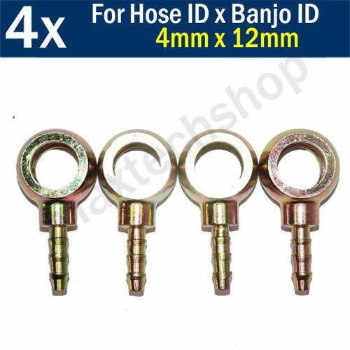 4pc 12mm Banjo 4mm 5/32" Hose Barb For M12 Bolt Fuel Line Fitting Adapter Brake eBay