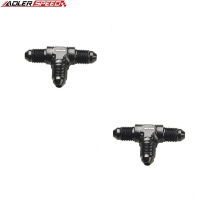 US SHIP 2PCS AN4 to -4AN to AN4 Male Union Tee T-piece Fitting Adapter Black