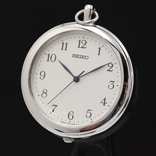 Seiko 7N01-9A00 Analog Quartz Pocket Watch White Dial 38mm Battery Replaced