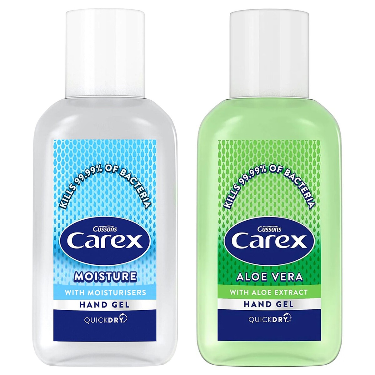 CAREX ALOE VERA MOISTURE HAND SANITIZER GEL ANTI BACTERIAL QUICK DRY 50ML  TRAVEL