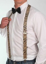 Leopard Print Suspenders 1980s Fancy Dress Costume Animal Print Mens 