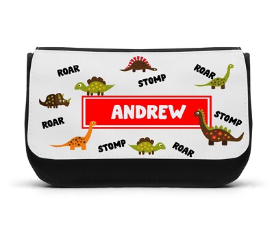 Personalisiertes Federmäppchen Jungen Dinosaurier Schule Kindergarten Tasche Stifte Neu Mädchen Geschenk