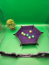 Dice Tray PU Leather Dice Rolling Tray Folding Hexagon (D&D, WARHAMMER etc...)