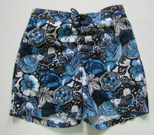 Nautica Blue Hawaiian Floral Lined Swim Beach Board Shorts Men Size Large