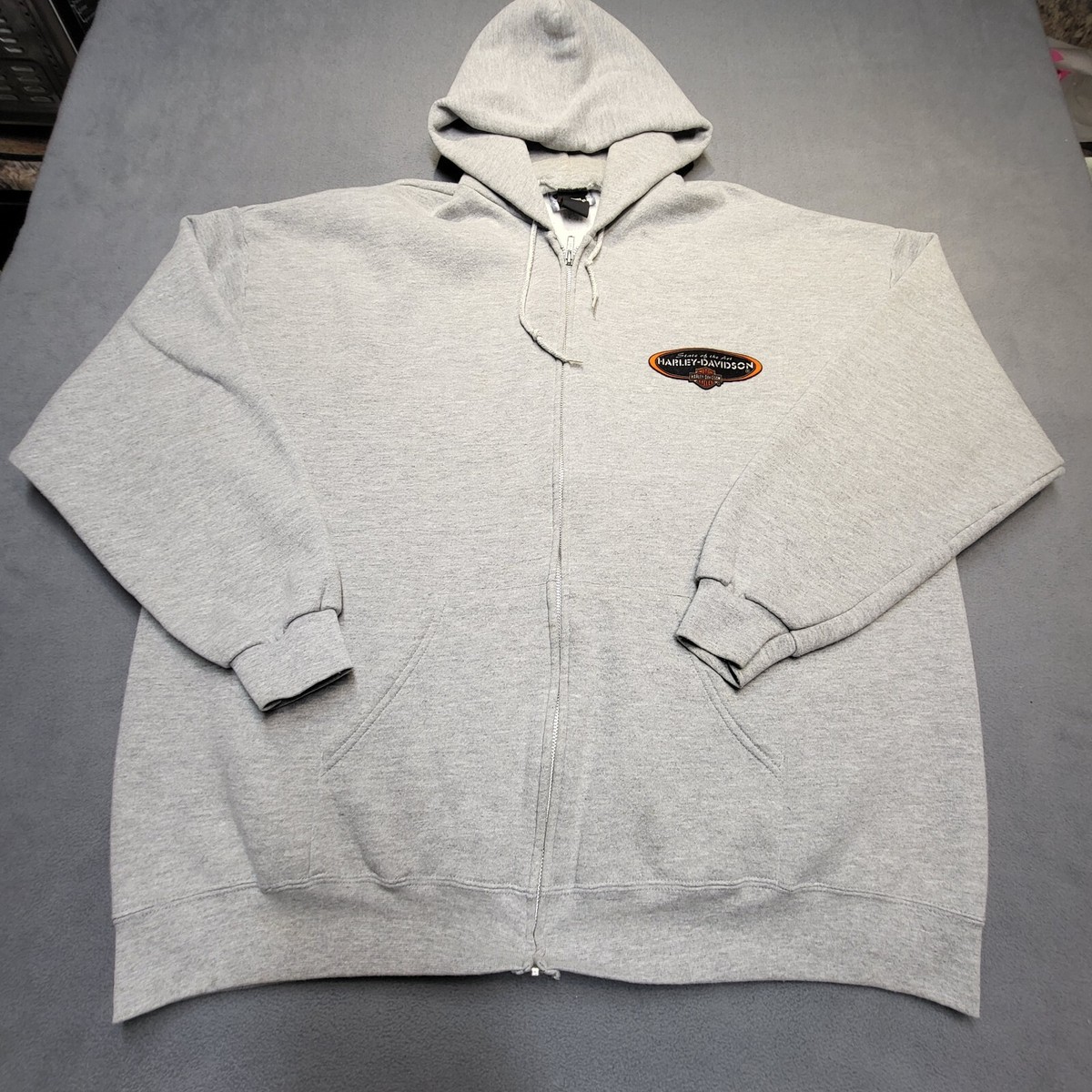 Vintage Harley Davidson Hoodie Mens 3XL Gray Full Zip Michigan 