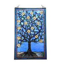 Stained Glass Window Panel Tree Of Life Tiffany Style 20x32 ONLY ONE THIS PRICE
