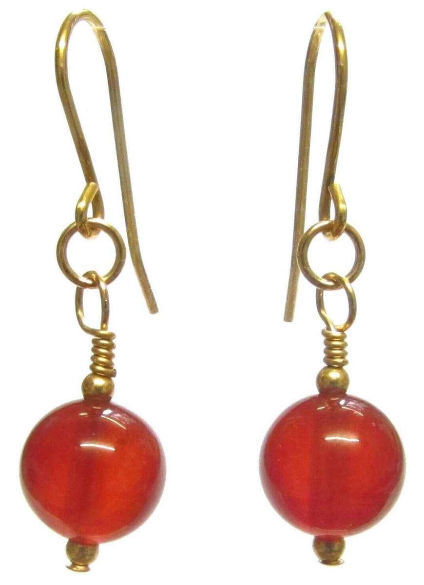 9ct Gold Carnelian Earrings for Women Dangle Drop Gold Earrings Gift Boxed