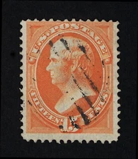 VERY NICE GENUINE SCOTT #163 F-VF USED 1873 CBNC YELLOW ORANGE WEBSTER #18777