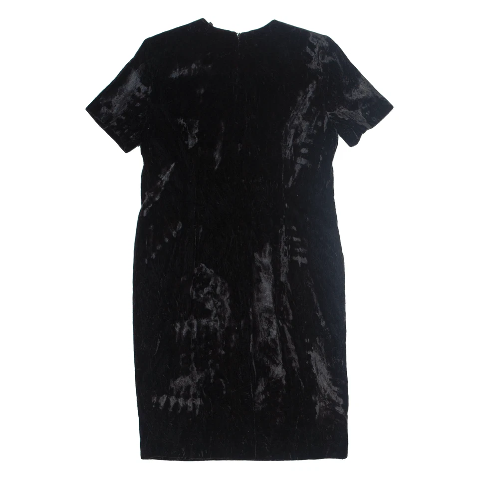 Vestido lápiz vintage LESLIE FAY para mujer negro terciopelo años 90 manga corta midi S Foto 3 de 4