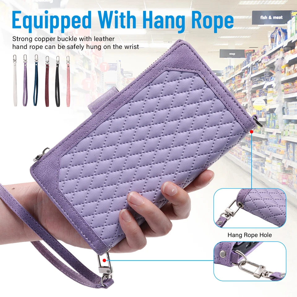 For Samsung Galaxy S25 S24 S23 Ultra S22 S21 S20 Note20 Leather Wallet Card Case - Image 3 of 4