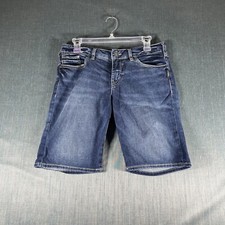 Silver Womens Jean Shorts Blue Demin Five Pockets Size Size 26/9