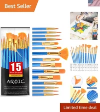 Durable 15-Piece Paint Brush Kit - Nylon Bristles for All Your Painting Needs