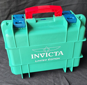 Invicta Limited Edition Plastic Watch Storage Box Case Green/Blue/Red, Fits 8.