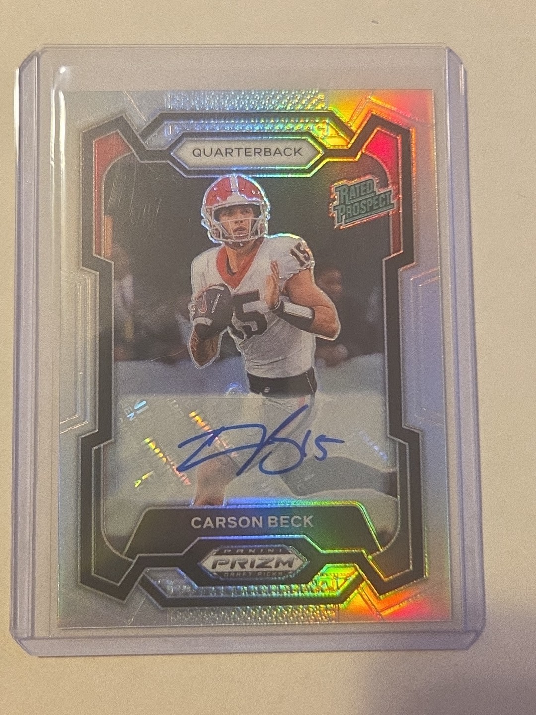 2024 Panini Prizm Draft Picks #130 Carson Beck AUTO Rated Prospect Silver Prizm