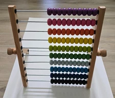 IKEA Mula Wooden Abacus, Bright rainbow colors Fold-Up, Math Elementary Counting