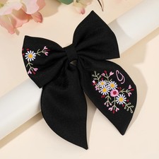 Premium Floral Embroidered Bow Hair Clip Popular Elegant Handmade Hairpin