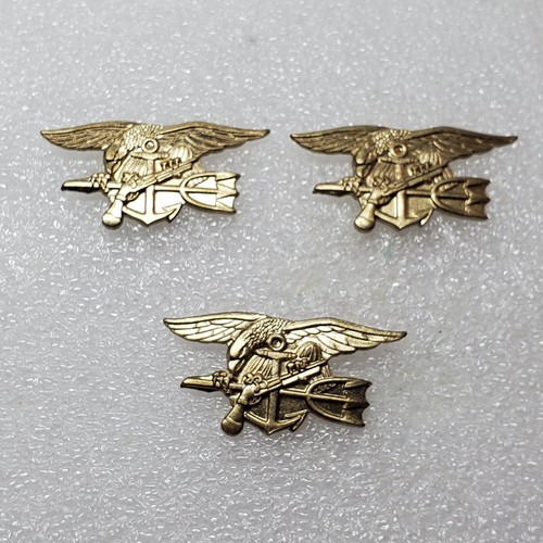 US Navy SEALs Trident Insignia Pins Pin Lot of 3 Gold-Tone Military Badges