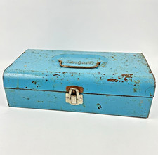 Vintage Bernzomatic Metal Box With Handle Teal Blue For Tools 11" x 3" x 6"