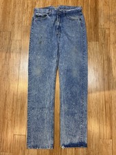 Vintage 80s Levi  s 501 Jeans 32x34 USA Blue Faded Distressed Button Fly Acid