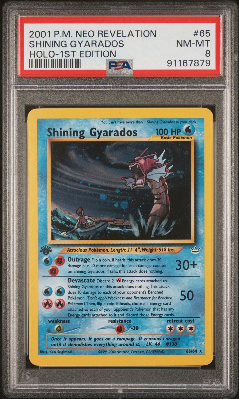 PSA 8 Shining Gyarados Holo 65/64 Neo Revelation 1st Edition Pokemon Card