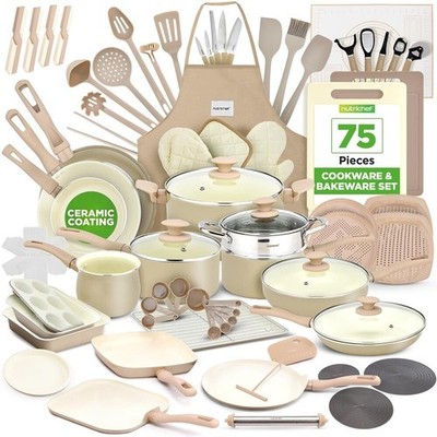 NutriChef 75 Pcs Home Kitchen Cookware, Kitchen Tools, Bakeware Set-High Quality