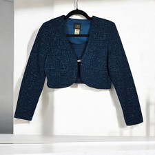 TEDDI Evening Bolero Jacket 8P Petite Sparkly Blue Boucle Vintage Deadstock NWT