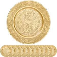 Cididu 12 Pack Gold Charger Plates, 13 Inch Round Large, Floral 