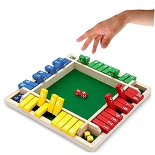 Nicecho Shut The Box Dice Game,2-4 Player Family Wooden Board Table Math Games 