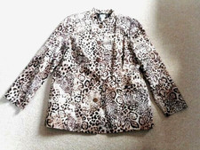 Womens Jacket-CHICO'S-brown/beige animal print lined Mob Wife-3 14/16 