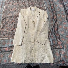 Chicos Metallic Gold Cream Floral Brocade Longline Blazer Jacket Size 1 M Luxe