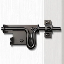 Slide Bolt Gate Latch for Wooden Fence, Heavy Duty Black Sliding Barn Door Latch
