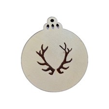 Handmade ,Wooden Christmas Ornament Featuring Deer Antlers