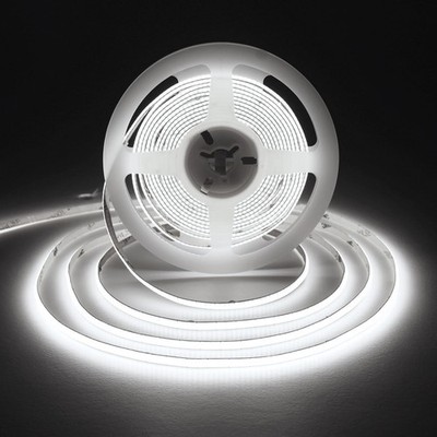 SIRYYUI 12V COB LED Streifen Lichter 5M, 5mm Ultradünn, 6000K K Kaltweiß, 400LEDs/M,
