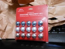 Hallmark Keepsake "Whimsical Miniature Glass Balls Blue & Silver"  Set of 15 NEW