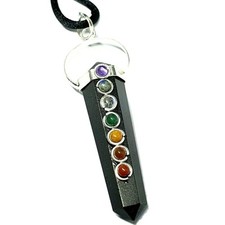 Chakra Black Tourmaline Necklace Protective Beaded Cord 7 Chakra Gemstone