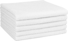 Microfiber Cleaning Cloth White 5PK, Cleaning Rags, 12 12" Microfiber Towels