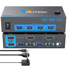 YOUTINGHDADAV KVM Switch Metall 2PC 2 Monitor...