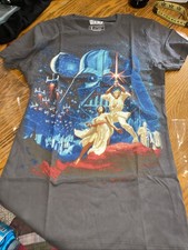 Star Wars A New Hope Vintage Poster Blue T-Shirt NEW OFFICIAL