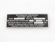 Data Plate Vintage Studebaker Model 1946-49 Fit For Data Plate Vintage Studebaker Model 1946-49 Fit For