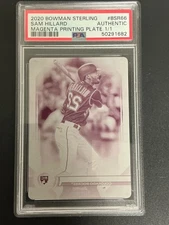 2020 Bowman Sterling #BSR66 Sam Hilliard RC Magenta Printing Plate 1/1 PSA Auth.