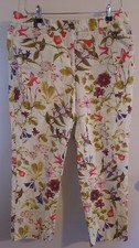 Lands' End Floral Straight Leg Pants Mid Rise Stretch Botanical Summer Sz 10